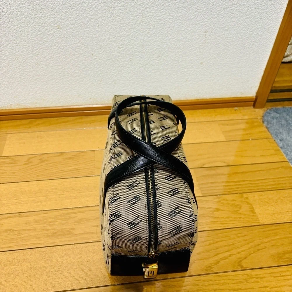 Missoni Leather/Canvas Beige and Black Handbag/Duffle bag with Pattern